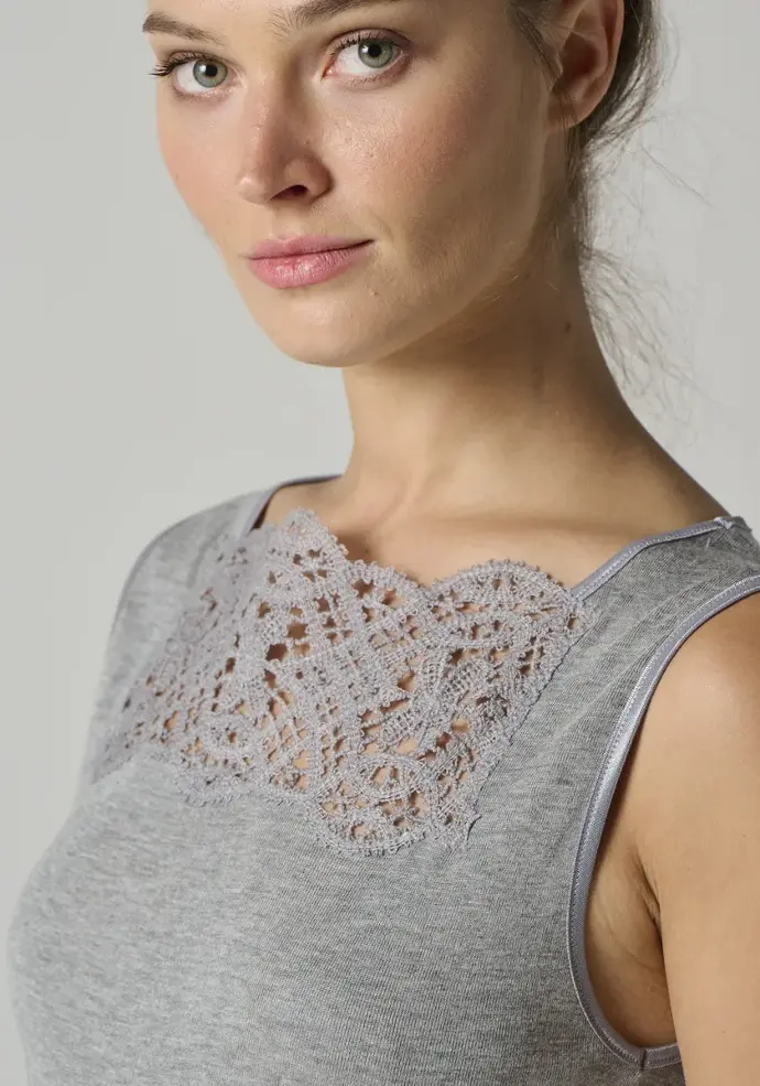 Débardeur femme en modal encolure dentelle