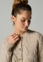 Gilet torsadé pour femme en laine et alpaga col rond