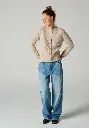 Gilet torsadé pour femme en laine et alpaga couleur beige