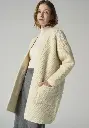 Veste longue pour femme en mohair et laine couleur écru