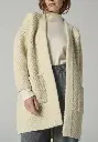 Veste longue pour femme en mohair et laine avec 2 poches plaquées
