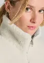 Gilet femme laine naturelle réversible col montant