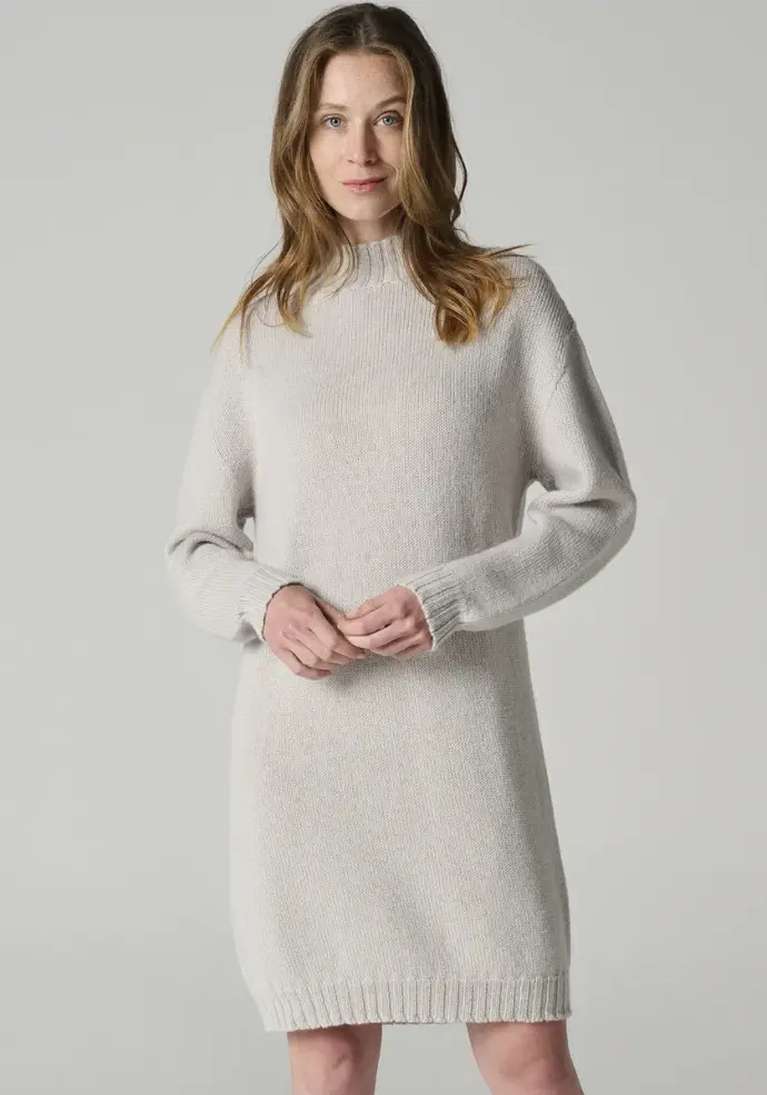 Robe pull femme en mérinos et alpaga chaude et douce couleur gris