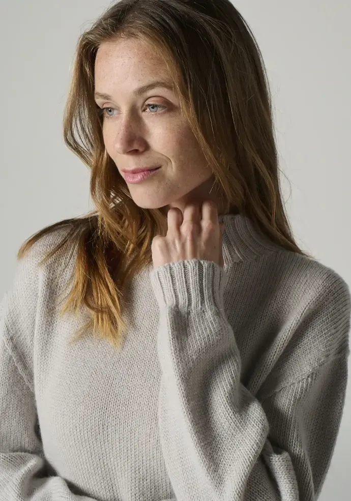 Robe pull femme en mérinos et alpaga chaude et douce couleur gris