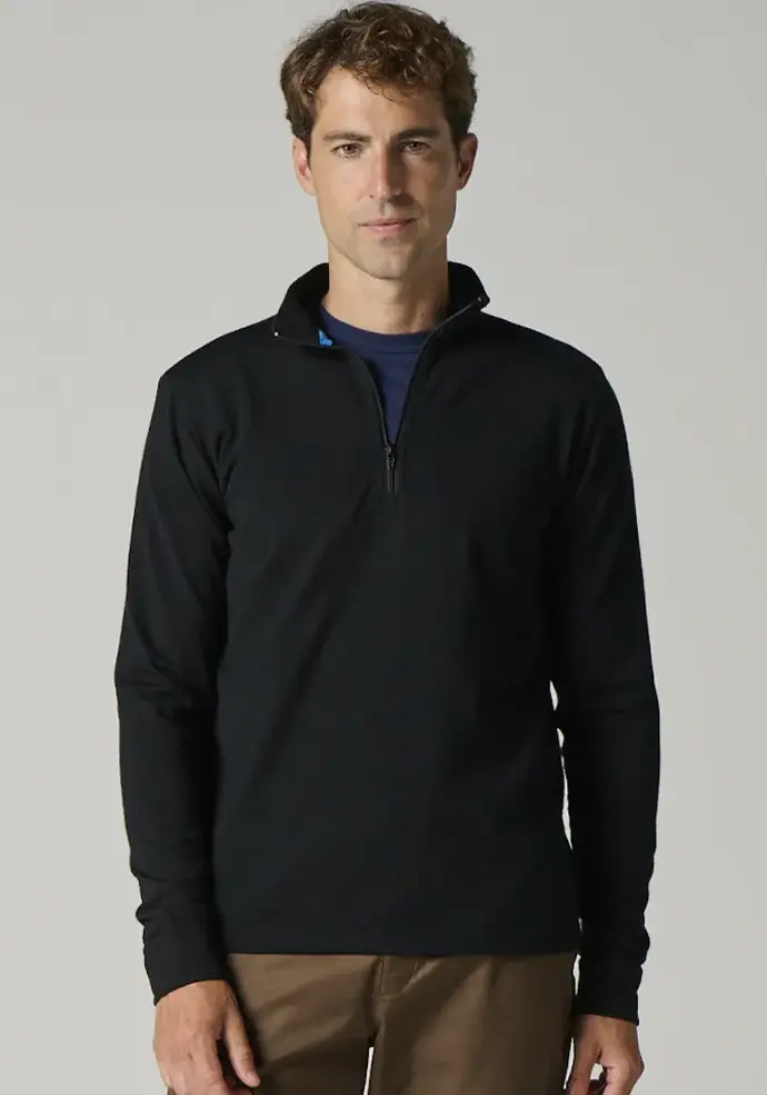 Pull homme demi zip en mérinos couleur noir