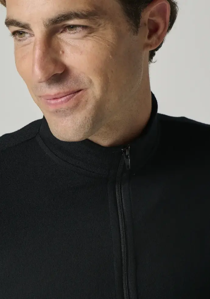 Pull homme col zippé en laine