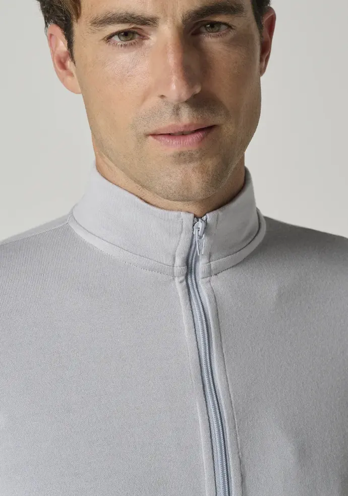 Gilet zippé pour homme en laine mérinos col montant