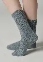 Chaussettes chaudes pour femme en laine et yack couleur bleu