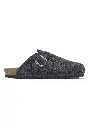 Mules homme feutre de laine et cuir couleur gris anthracite