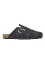 Mules homme feutre de laine et cuir couleur gris anthracite