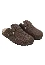 Mules homme feutre de laine et cuir couleur marron