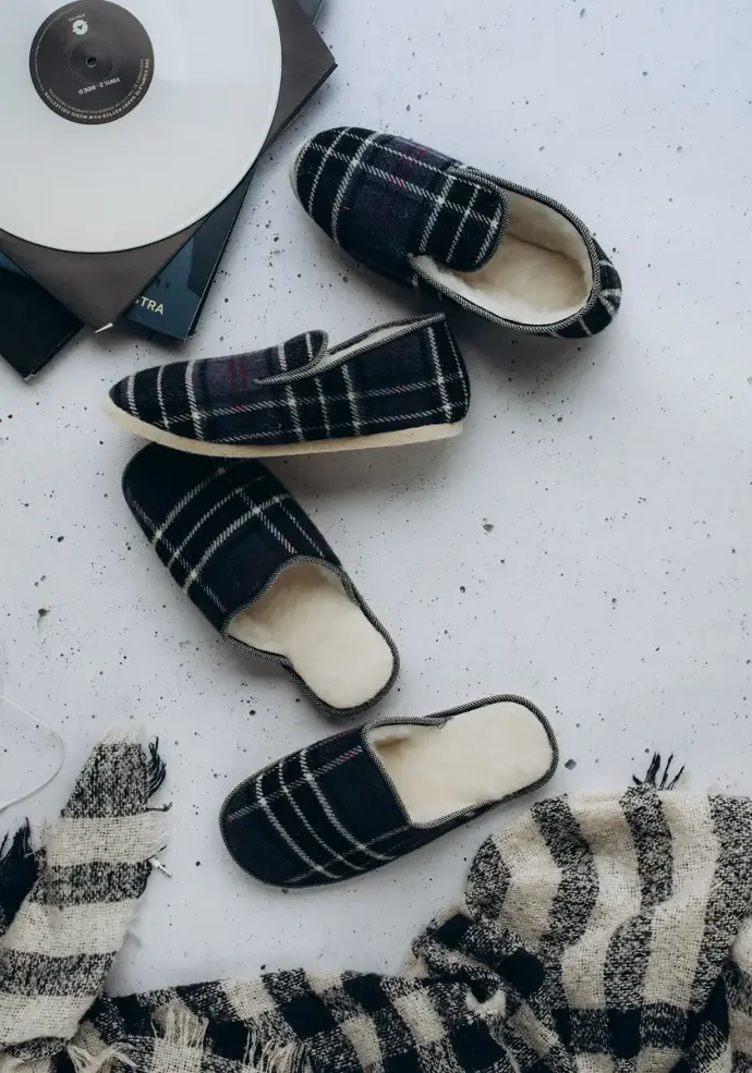 Chaussons charentaises écossais pour homme