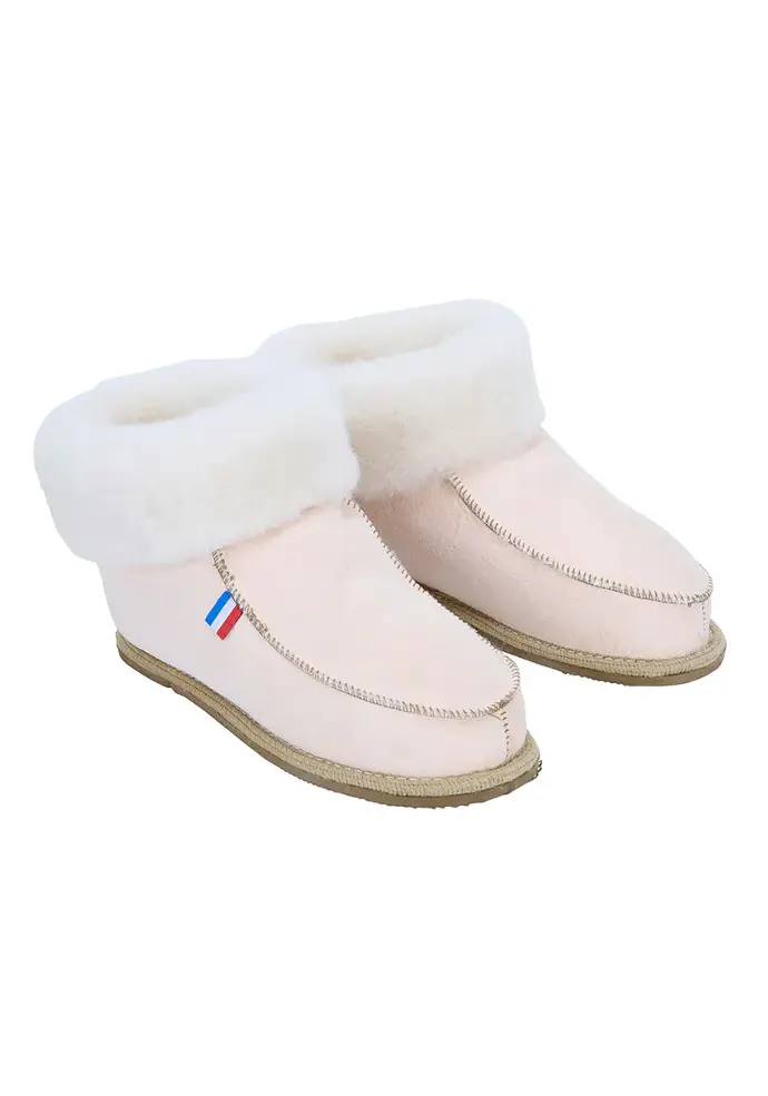 Chaussons femme en peau fourrés laine naturelle