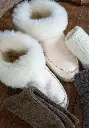 Chaussons chauds femme en cuir avec semelle antidérapante