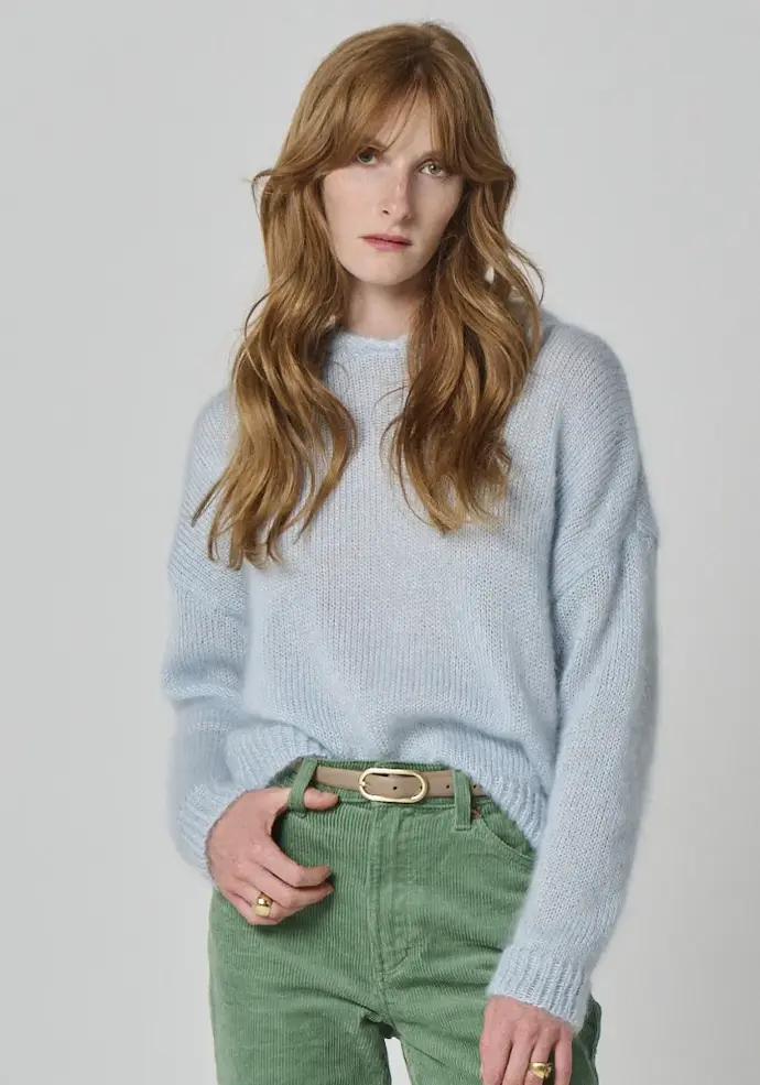 Pull à capuche en mohair et soie femme manches longues