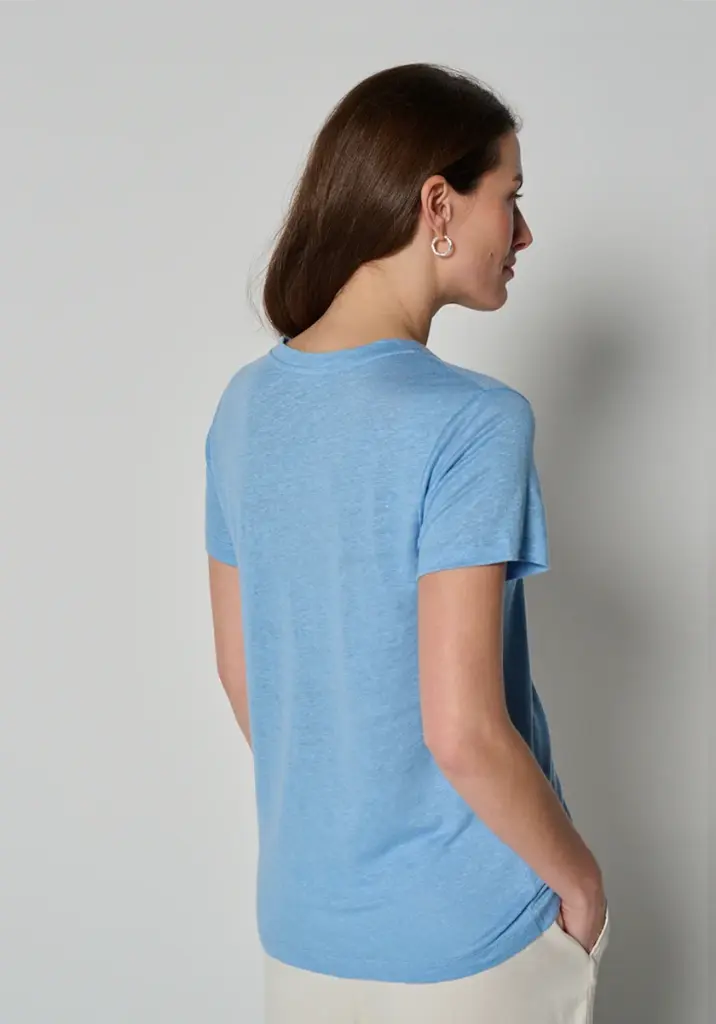 T-shirt lin pour femme couleur bleu