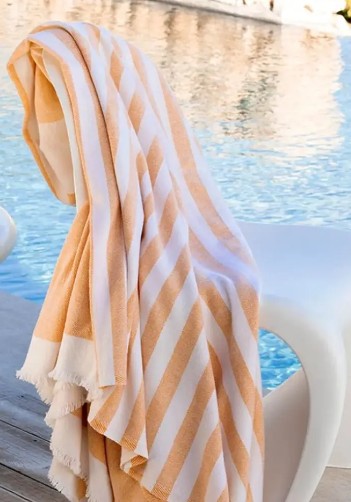 Grand plaid en 100% laine mérinos couleur orange