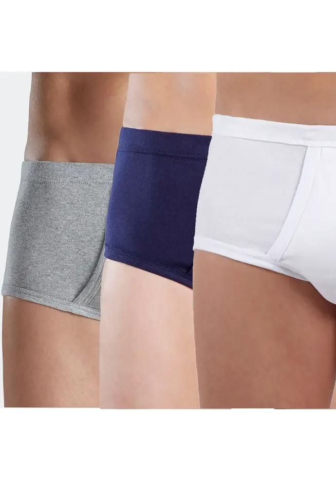 Slip ouvert en coton pour homme couleur gris chiné