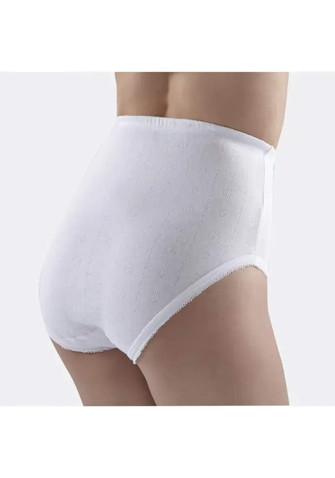 Culotte femme taille haute en pur coton peigné maille jacquard