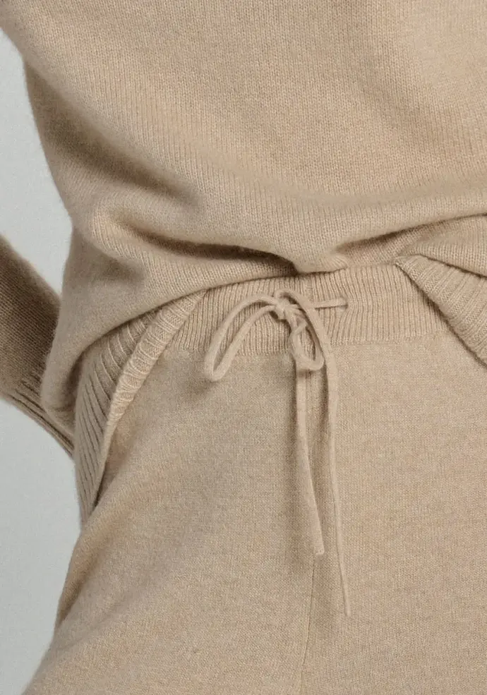 Pantalon femme d´intérieur en cachemire avec cordon de serrage à la taille