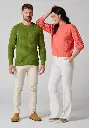 Pull homme en coton couleur vert kaki