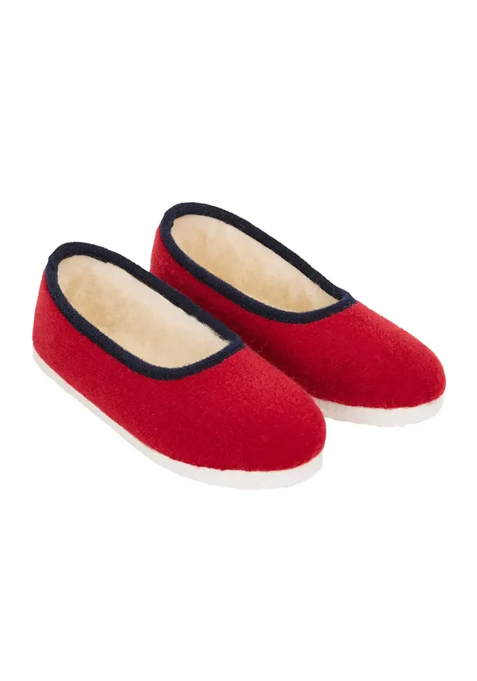 Ballerines en feutre de laine femme couleur rouge