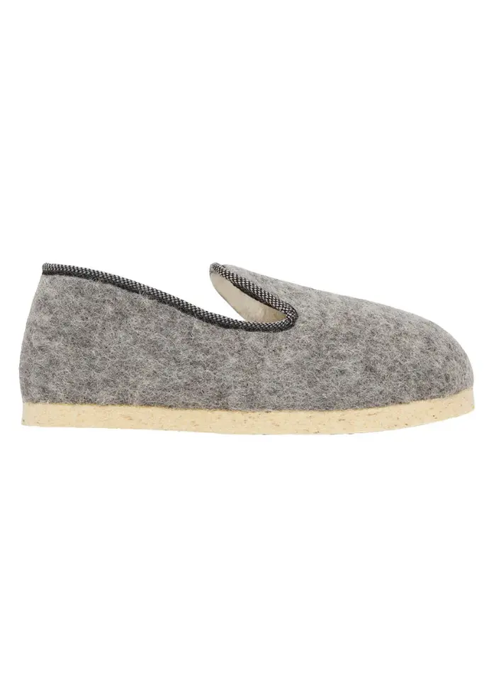 Chaussons pour homme en mohair et alpaga fabrication française couleur gris