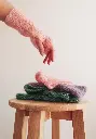 ​Mitaines en mohair et soie couleur rose