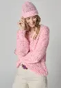 ​Bonnet pour femme en mohair et soie couleur rose