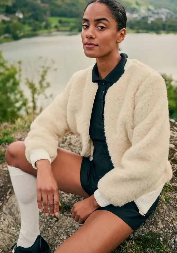 Bomber femme en laine fermeture éclair