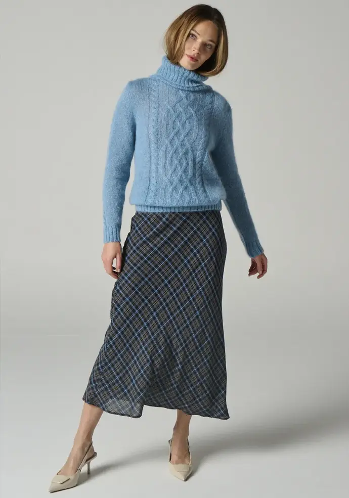 Pull femme col roulé en laine