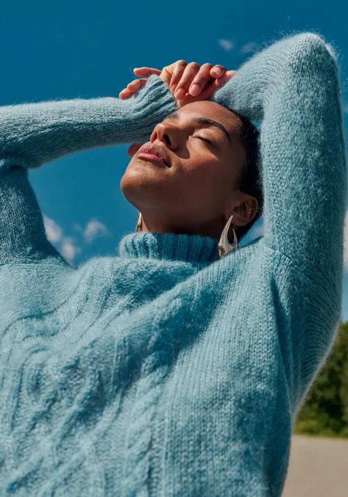 Pull col montant en laine pour femme