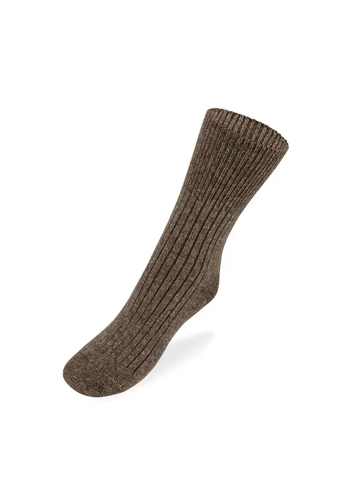 Chaussettes mixtes chauffantes en yack et laine couleur beige chiné