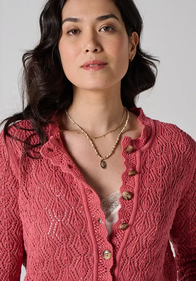 Gilet femme 100% coton biologique boutons aspect corne