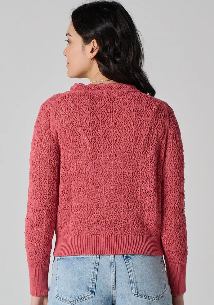 Gilet femme 100% coton biologique coupe droite maille crochet