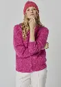 Bonnet femme en laine mohair de chevreau couleur framboise