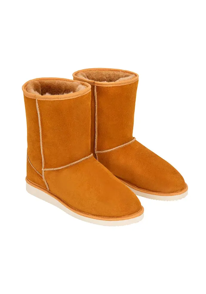 Bottines femme en peau de mouton couleur camel naturel