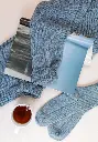 Chaussettes chaudes pour femme en yack et laine chinée bleu et naturel