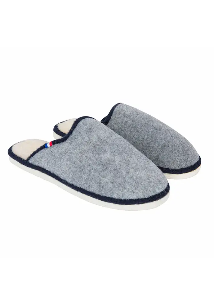 Mules mixtes semelle feutre antidérapante couleur gris made in France