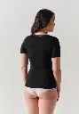 Chemise chaude femme en laine et soie couleur noir