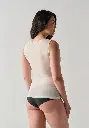 Débardeur femme chaud en laine et soie couleur écru