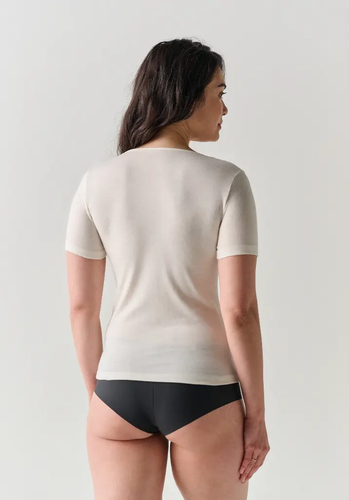 Chemise femme manches courtes couleur écru
