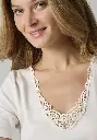 Chemise femme manches courtes laine soie dentelle écru