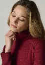 Sous-pull  femme col roulé laine et soie couleur bordeaux