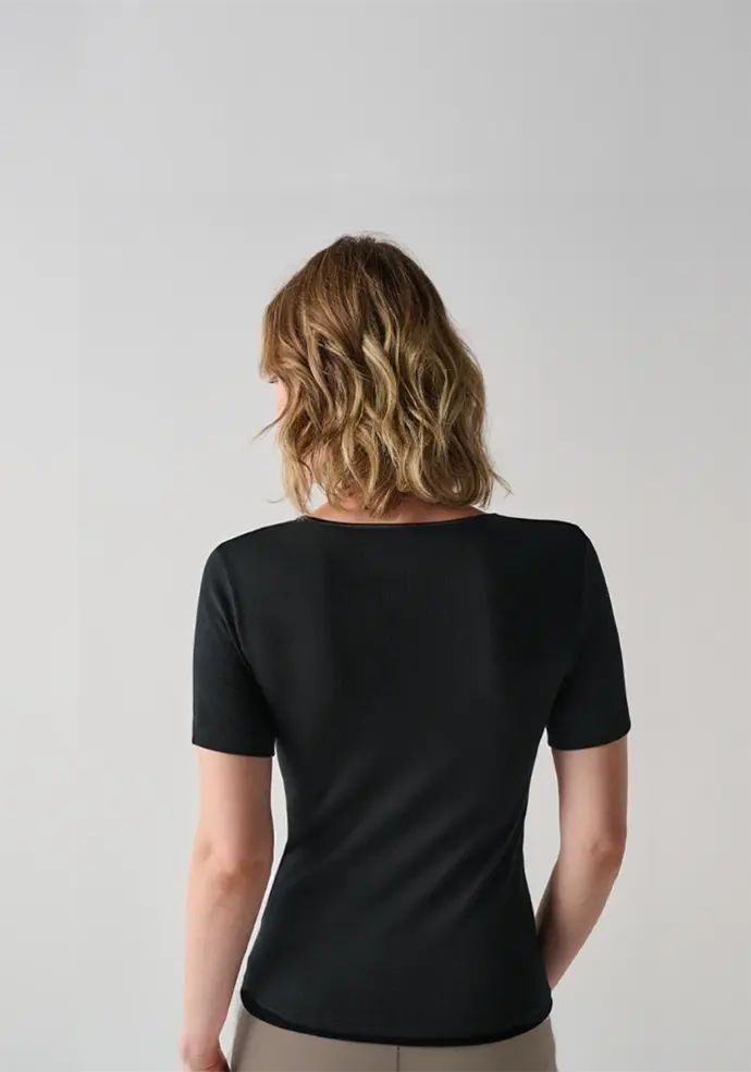 Sous vêtement chaud  femme en laine et soie couleur noir