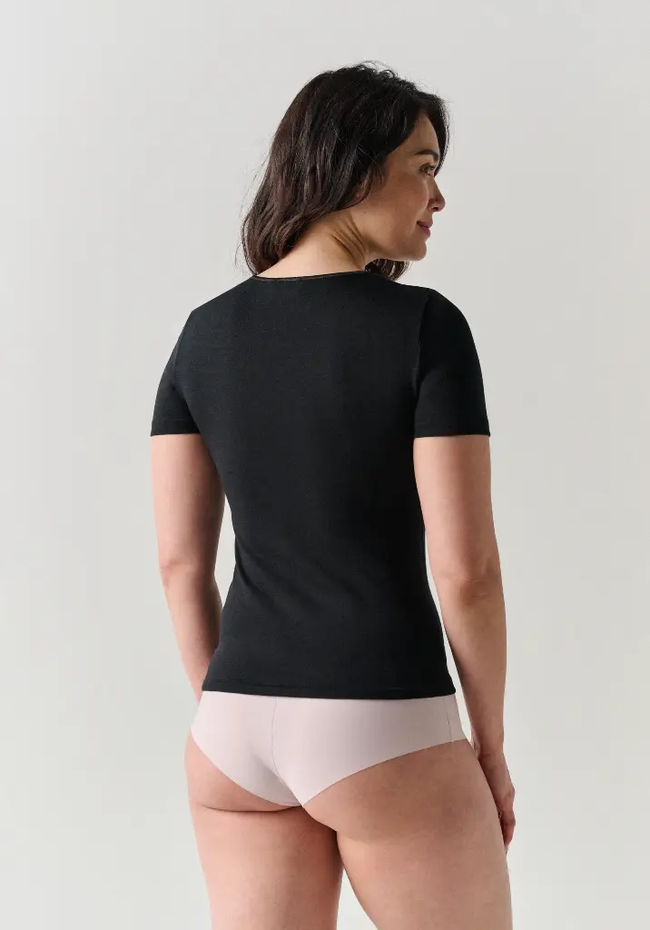 Sous vêtement chaud  femme en laine et soie couleur noir