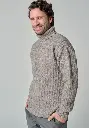 Pull homme laine col montant