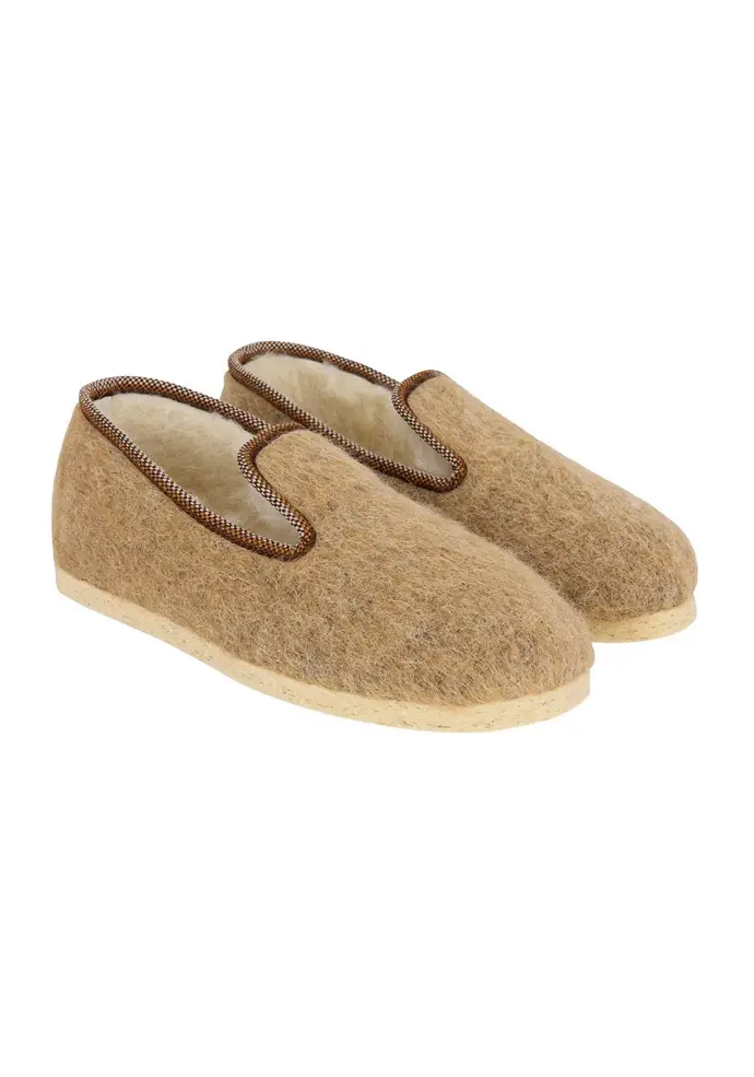 Chaussons pour  femme en mohair et alpaga couleur beige