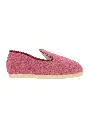 Chaussons pour  femme en mohair et alpaga couleur rose
