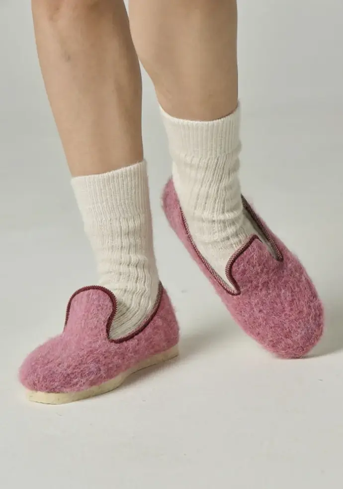 Chaussons pour  femme en mohair et alpaga fabrication française